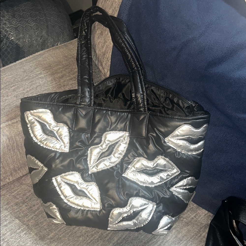 Wildfox Black and Silver Leaf Pattern Tote
